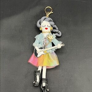 Elegant Doll Keychain with Guitar - Gray and Multicolor